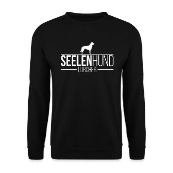 Lurcher Seelenhund Hunde Wilsigns - Unisex Pullover - Schwarz - Vorne - Alina (178cm) & Michal (187cm)