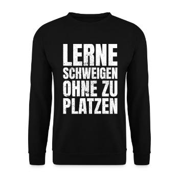 lerne schweigen ohne zu platzen Geschenk - Unisex Pullover - Schwarz - Vorne - Alina (178cm) & Michal (187cm)