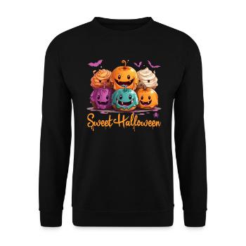 Citrouille Kawaii Orange Sweet Halloween - Sweat-shirt Unisexe - noir - Devant - Alina (178cm) & Michal (187cm)