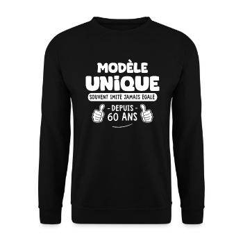 anniversaire 60 ans modèle unique depuis 60 ans - Sweat-shirt Unisexe - noir - Devant - Alina (178cm) & Michal (187cm)