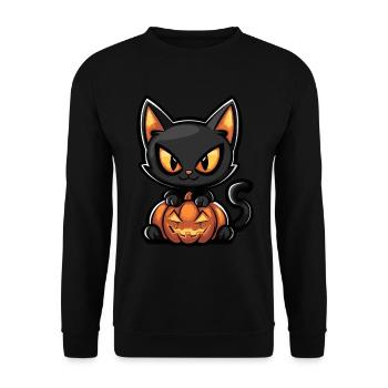 Cat Halloween Cat - Unisex Sweatshirt - black - Front - Alina (178cm) & Michal (187cm)