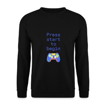 Press start to begin - Unisex Pullover - Schwarz - Vorne - Alina (178cm) & Michal (187cm)