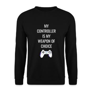 Zocken Gaming Spruch Geschenk - Unisex Pullover - Schwarz - Vorne - Alina (178cm) & Michal (187cm)