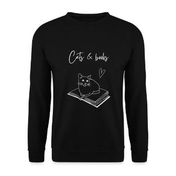 Idée cadeau de lecture de livre pour chat - Sweat-shirt Unisexe - noir - Devant - Alina (178cm) & Michal (187cm)