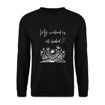 Flowers Book Reading Gift - Unisex Sweatshirt - black - Front - Alina (178cm) & Michal (187cm)