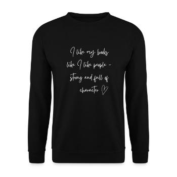buch Leseratte Spruch Geschenkidee - Unisex Pullover - Schwarz - Vorne - Alina (178cm) & Michal (187cm)