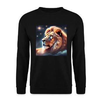 Löwe Sterne Horoskop Geschenk - Unisex Pullover - Schwarz - Vorne - Alina (178cm) & Michal (187cm)
