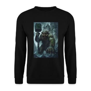 Riese Fabelwesen Mythologie Geschenk - Unisex Pullover - Schwarz - Vorne - Alina (178cm) & Michal (187cm)