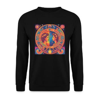 Zwilling Sterne Horoskop Geschenk - Unisex Pullover - Schwarz - Vorne - Alina (178cm) & Michal (187cm)