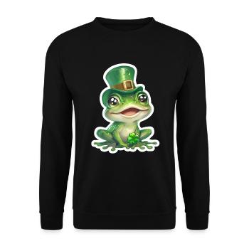 St. Patrick's Day Frog Gift - Unisex Sweatshirt - black - Front - Alina (178cm) & Michal (187cm)
