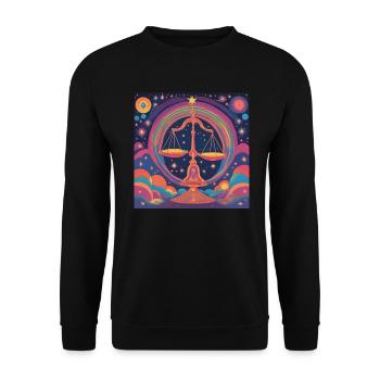 Waage Geburtstag Astrologie Geschenk - Unisex Pullover - Schwarz - Vorne - Alina (178cm) & Michal (187cm)