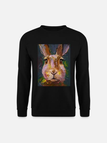 Hase Gemälde Ölfarben Geschenk - Unisex Pullover - Schwarz