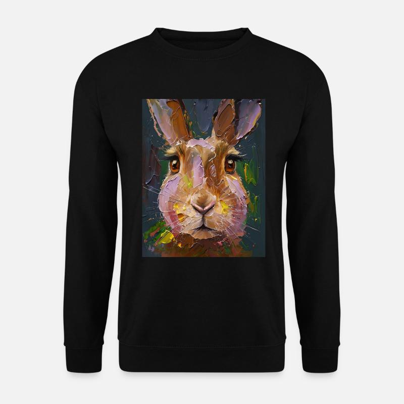 Hare Painting Oil Paints Gift - Unisex Sweatshirt - black