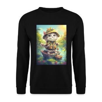 Cat Fishing Fishing Gift - Unisex Sweatshirt - black - Front - Alina (178cm) & Michal (187cm)