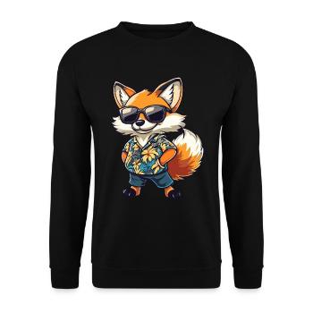 Fuchs Comic Lustig Sommer - Unisex Pullover - Schwarz - Vorne - Alina (178cm) & Michal (187cm)