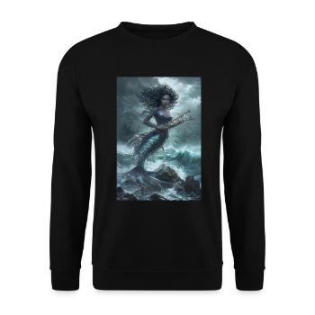 Mermaid Mythology Sea Gift - Unisex Sweatshirt - black - Front - Alina (178cm) & Michal (187cm)