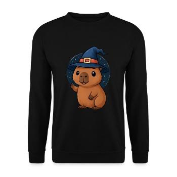 Halloween Capybara Wizard Costume Gift - Unisex Sweatshirt - black - Front - Alina (178cm) & Michal (187cm)