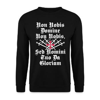 23 Ritter Kreuz Schwerter Non Nobis Domine - Unisex Pullover - Schwarz - Vorne - Alina (178cm) & Michal (187cm)