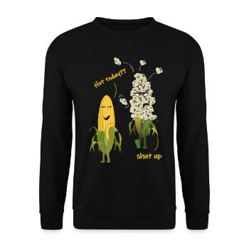 Mais Popcorn Heiß Wetter Sommer - Unisex Pullover - Schwarz - Vorne - Alina (178cm) & Michal (187cm)