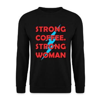 café fort. femme forte Graphique - Sweat-shirt Unisexe - noir - Devant - Alina (178cm) & Michal (187cm)