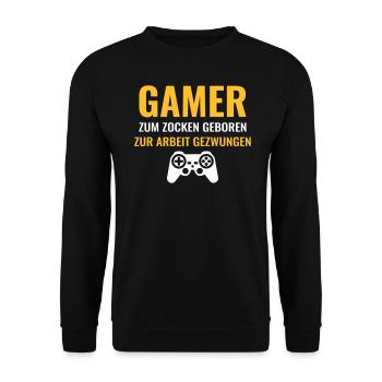 Gamer Zocker zocken lustige Sprüche lustig Arbeit - Unisex Pullover - Schwarz - Vorne - Alina (178cm) & Michal (187cm)
