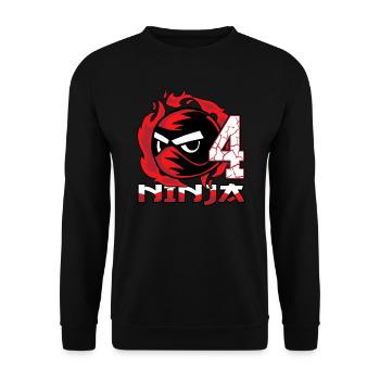 Kinder Ninja 4. Geburtstag Junge 4 Jahre alt - Unisex Pullover - Schwarz - Vorne - Alina (178cm) & Michal (187cm)