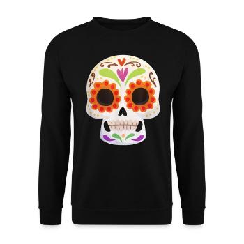 Day of the Dead Dia De Los Muertos Skull Gift - Unisex Sweatshirt - black - Front - Alina (178cm) & Michal (187cm)