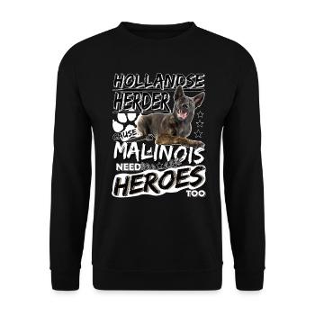 Berger Hollandais – Dicton de berger allemand - Sweat-shirt Unisexe - noir - Devant - Alina (178cm) & Michal (187cm)