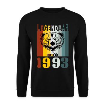 Legendbär seit 1993 - Unisex Pullover - Schwarz - Vorne - Alina (178cm) & Michal (187cm)