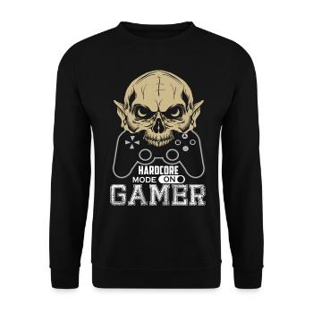 Hardcore Gamer - Mode ON - Unisex Sweatshirt - black - Front - Alina (178cm) & Michal (187cm)