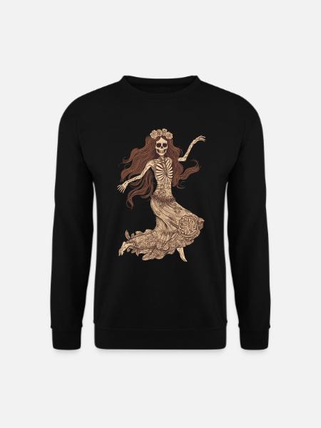 Fröhliches 60er 70er Jahre Hippie Skelett - Unisex Pullover - Schwarz