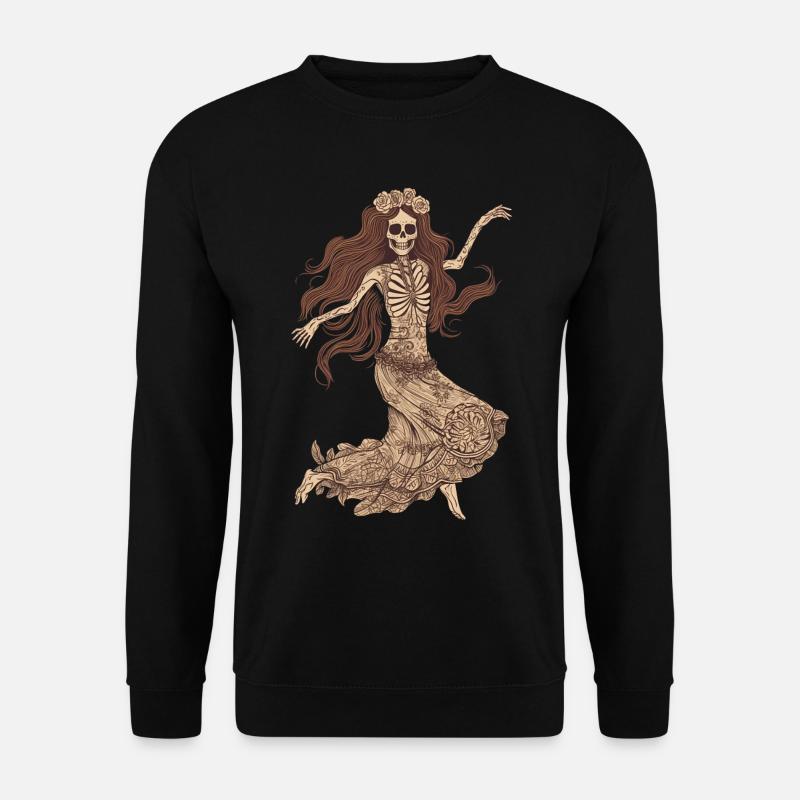 Cheerful 60s 70s Hippie Skeleton - Unisex Sweatshirt - black