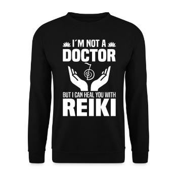 Reiki Geschenkideen | Reiki Meister Achtsamkeit - Unisex Pullover - Schwarz - Vorne - Alina (178cm) & Michal (187cm)