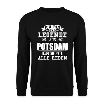 Stadt Potsdam Deutschland Legende Spruch - Unisex Pullover - Schwarz - Vorne - Alina (178cm) & Michal (187cm)
