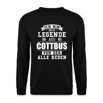 Stadt Cottbus Deutschland Legende Spruch - Unisex Pullover - Schwarz - Vorne - Alina (178cm) & Michal (187cm)