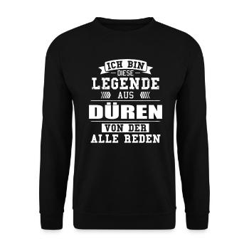 Stadt Düren Deutschland Legende Spruch - Unisex Pullover - Schwarz - Vorne - Alina (178cm) & Michal (187cm)