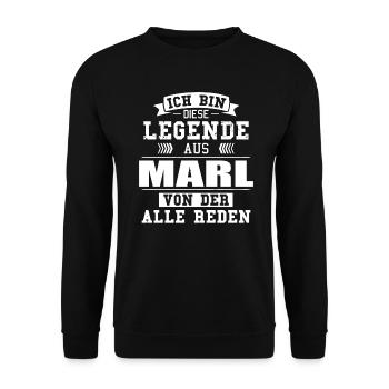 Stadt Marl Deutschland Legende Spruch - Unisex Pullover - Schwarz - Vorne - Alina (178cm) & Michal (187cm)