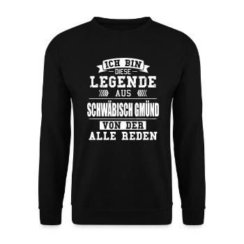 Stadt Schwäbisch Gmünd Deutschland Legende Spruch - Unisex Pullover - Schwarz - Vorne - Alina (178cm) & Michal (187cm)