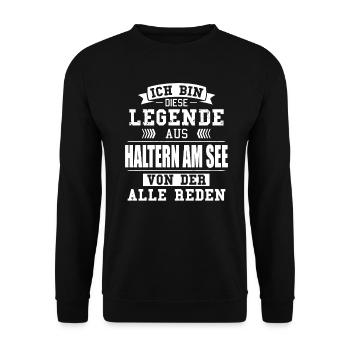Stadt Haltern am See Deutschland Legende Spruch - Unisex Pullover - Schwarz - Vorne - Alina (178cm) & Michal (187cm)