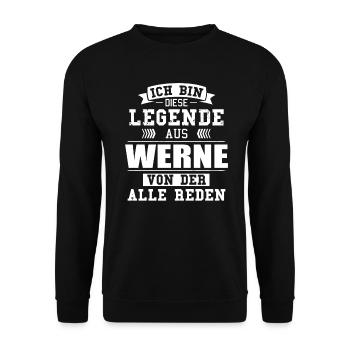 Stadt Werne Deutschland Legende Spruch - Unisex Pullover - Schwarz - Vorne - Alina (178cm) & Michal (187cm)