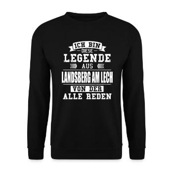 Stadt Landsberg am Lech Deutschland Legende Spruch - Unisex Pullover - Schwarz - Vorne - Alina (178cm) & Michal (187cm)