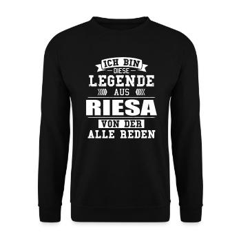 Stadt Riesa Deutschland Legende Spruch - Unisex Pullover - Schwarz - Vorne - Alina (178cm) & Michal (187cm)