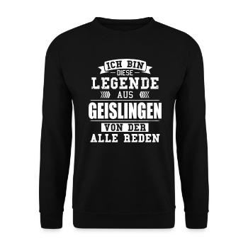 Stadt Geislingen Deutschland Legende Spruch - Unisex Pullover - Schwarz - Vorne - Alina (178cm) & Michal (187cm)