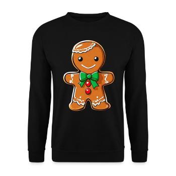 Niedlicher Lebkuchenmann - Unisex Pullover - Schwarz - Vorne - Alina (178cm) & Michal (187cm)