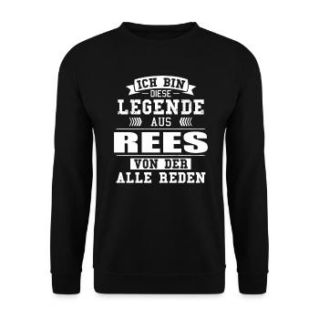 Stadt Rees Deutschland Legende Spruch - Unisex Pullover - Schwarz - Vorne - Alina (178cm) & Michal (187cm)