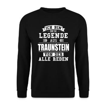 Stadt Traunstein Deutschland Legende Spruch - Unisex Pullover - Schwarz - Vorne - Alina (178cm) & Michal (187cm)