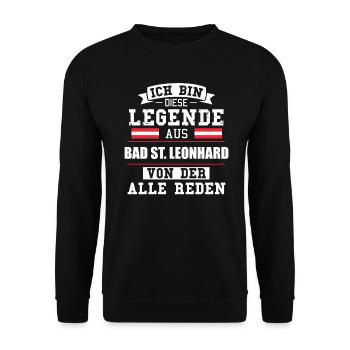 Stadt Bad St. Leonhard Österreich Legende Spruch - Unisex Pullover - Schwarz - Vorne - Alina (178cm) & Michal (187cm)