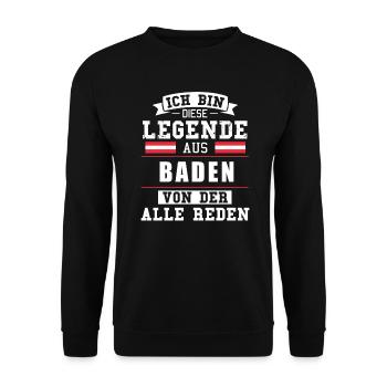 Stadt Baden Österreich Legende Spruch - Unisex Pullover - Schwarz - Vorne - Alina (178cm) & Michal (187cm)