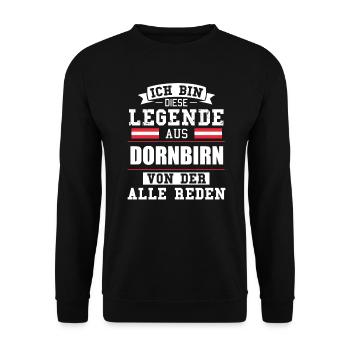 Stadt Dornbirn Österreich Legende Spruch - Unisex Pullover - Schwarz - Vorne - Alina (178cm) & Michal (187cm)