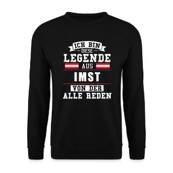 Stadt Imst Österreich Legende Spruch - Unisex Pullover - Schwarz - Vorne - Alina (178cm) & Michal (187cm)